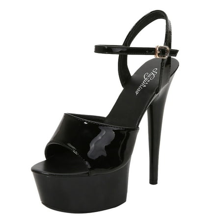 

Cathalem High Heels Thin Heels Waterproof Platform High Heeled Sandals Female Fashionshoes For Women Black 42