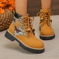 thumbnail image 4 of Shoes for Women Combat Boots Chunky Lug Sole Ankle Boots Women's Embroidery Fashionable Fall And Winter Style Super Eye-Catching Trendy Workwear Short Boots Yellow 38, 4 of 7