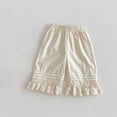 thumbnail image 4 of Generic Toddler Girl Long Shorts Y2K Lace Trim Pettipants Baby Cute Ruffle Hem Baggy Bloomers Boho Flowy Summer Wide Leg Gauze Shorts, 4 of 7