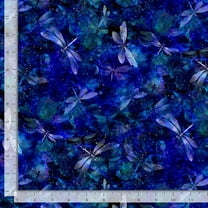 Cotton Night Sky Skies Dragonflies Dragonfly Insect Bugs Animals Night Cotton Fabric Print by the Yard (NATURE-CD3207-NIGHT) by Timeless Treasures