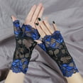 thumbnail image 2 of Gloves for Women Men Women Fashion Sexy Half Finger Lace Breathable Short Gloves Open Finger Driving Sunscreen Gloves Blue One Size, 2 of 3