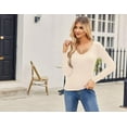 thumbnail image 2 of Zeagoo V Neck Long Sleeve Shirts for Women 2025 Slim Fitted Going Out Tops Basic Fall Winter Tee 2 Pack, 2 of 6