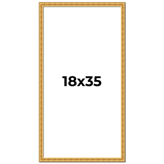 18x35 Frame Gold Real Wood Picture Frame Width 1 inches | Interior Frame Depth 0.5 inches | Edwina