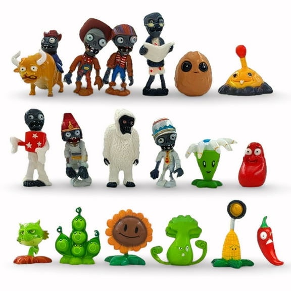18Pcs Plants vs Zombies Toys Set Zombies Figures PVZ Toys Cupcake Figures, Birthday and Party Gifts