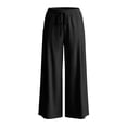 thumbnail image 5 of Lumtrix Cotton Linen Pants for Women Wide Leg Palazzo Pants Elastic High Waisted Summer Beach Casual Lounge Slacks with Pockets Black XL, 5 of 7