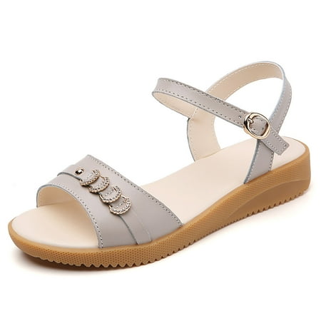 

Lopsie Women s One Band Ankle Strap Buckle Flat Sandals For Summer