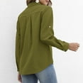 thumbnail image 6 of KBZDBZC Womens Summer Tops Button Down Shirts for Women Loose V Neck Blouses Casual Roll Up Collared Tops With Pocket Women’S Blouse Tshirts Women Womens Shirts (Army Green,M), 6 of 6