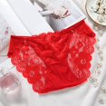 thumbnail image 2 of Gibobby Verano calzoncillos adelgazantes Bragas encaje transpirables para mujer, bragas sexis cintura huecas, bragas algodón （Rojo，Talla única), 2 of 3