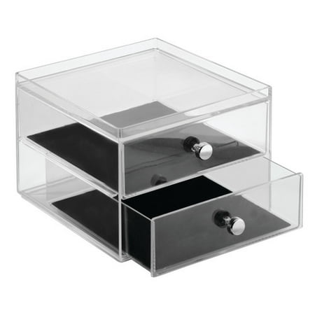 Interdesign Clarity Jewelry Organizer 2 Drawer Clear Black