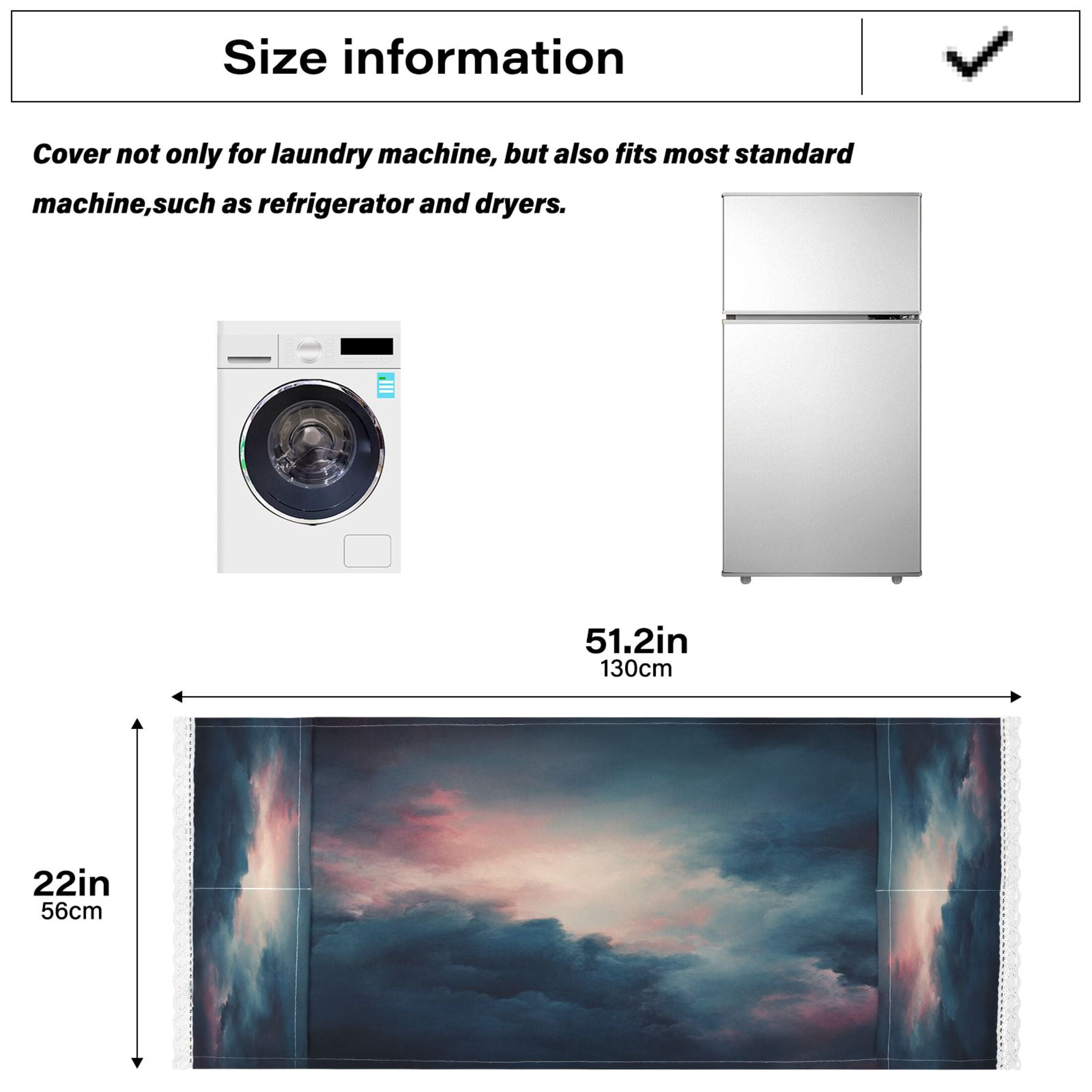 Clouds Dense SkyWasher and Dryer Covers Dust-Proof and Oil Resistant Fridge Cover with 4 Storage Pockets Washing Machine Top Cover for Laundry Kitchen Home 51.2 x 22 In