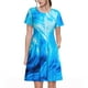 thumbnail image 1 of Balery Blue Shell Vestidos sueltos de manga corta para mujer, vestidos de verano 2025, vestidos casuales de corte A con vuelo., 1 of 6