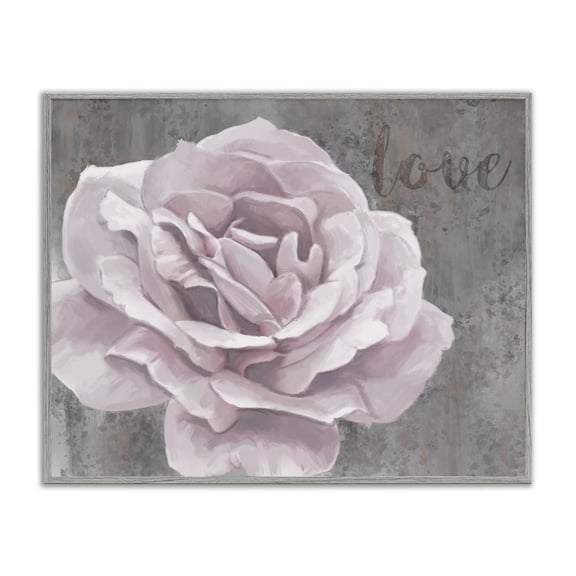 Stupell Industries Transitional Love Flower Pink Grey Texture Gray Framed Giclee Art, 20 x 16, by Ziwei Li