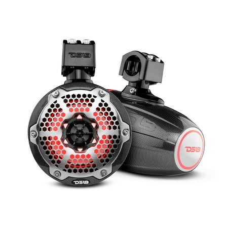 DS18 6.5 Marine Tower Speakers with RGB LED Lights 300W Carbon Fiber CF-X6TP