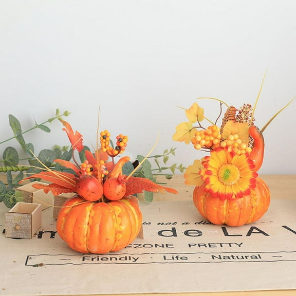 2x Halloween Artificial Pumpkins Fake Pumpkin Banquet Picking Props for Home
