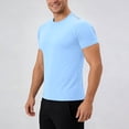 thumbnail image 2 of PLHWHYQ Men's Crew Neck Moisture Wicking Workout Shirts, Lightweight Short Sleeve Athletic Running Gym Performance Activewear Tops Blue XL, 2 of 6