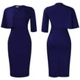 thumbnail image 2 of Women's V-Neck Short Ruffle Sleeve Wrap Dresses Cocktail Party Pencil Midi Dress, 2 of 8