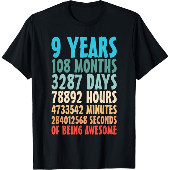 t-shirt9 Years Of Being Awesome 108 Months 9th Birthday 9 Years Old T-Shirt mens t shirt,black,women,funny,misfits,men,journey