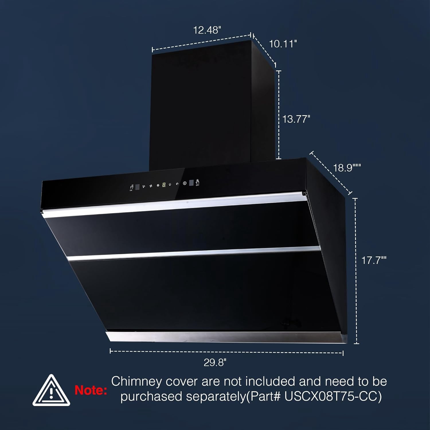 Joeaonz Black Chimney Cover for Wall Mount Range Hood USCX08T75