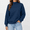 Navy, variant on Women Mock Neck Sweatshirt Oversized Drop Shoulder Turtleneck Soft Long Sleeve Solid Color Pullover Casual Fall Everyday Tops Beige XXL