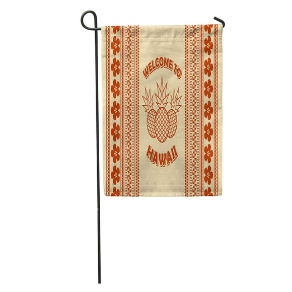 NUDECOR Tiki Welcome to Hawaii in Polynesian Pineapple Fruit Pattern Abstract Garden Flag Decorative Flag House Banner 12x18 inch