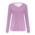 thumbnail image 5 of Blmnix Oversized Tshirts for Women Tunic Solid Color Blouses for Women Dressy Casual Sexy Long Sleeve V-Neck Shirts, 5 of 5