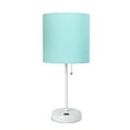 thumbnail image 1 of LimeLights White Stick Lamp with USB charging port and Fabric Shade, Aqua, 1 of 9