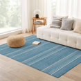 Slate Blue Striped Washable Area Rug 4'x6', Coastal Grandma Farmhouse ...
