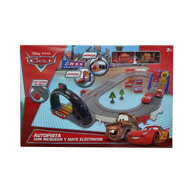 Juego de Pista de Juguete Cars T360600 con carros de Rayo McQueen y Mate Verde -