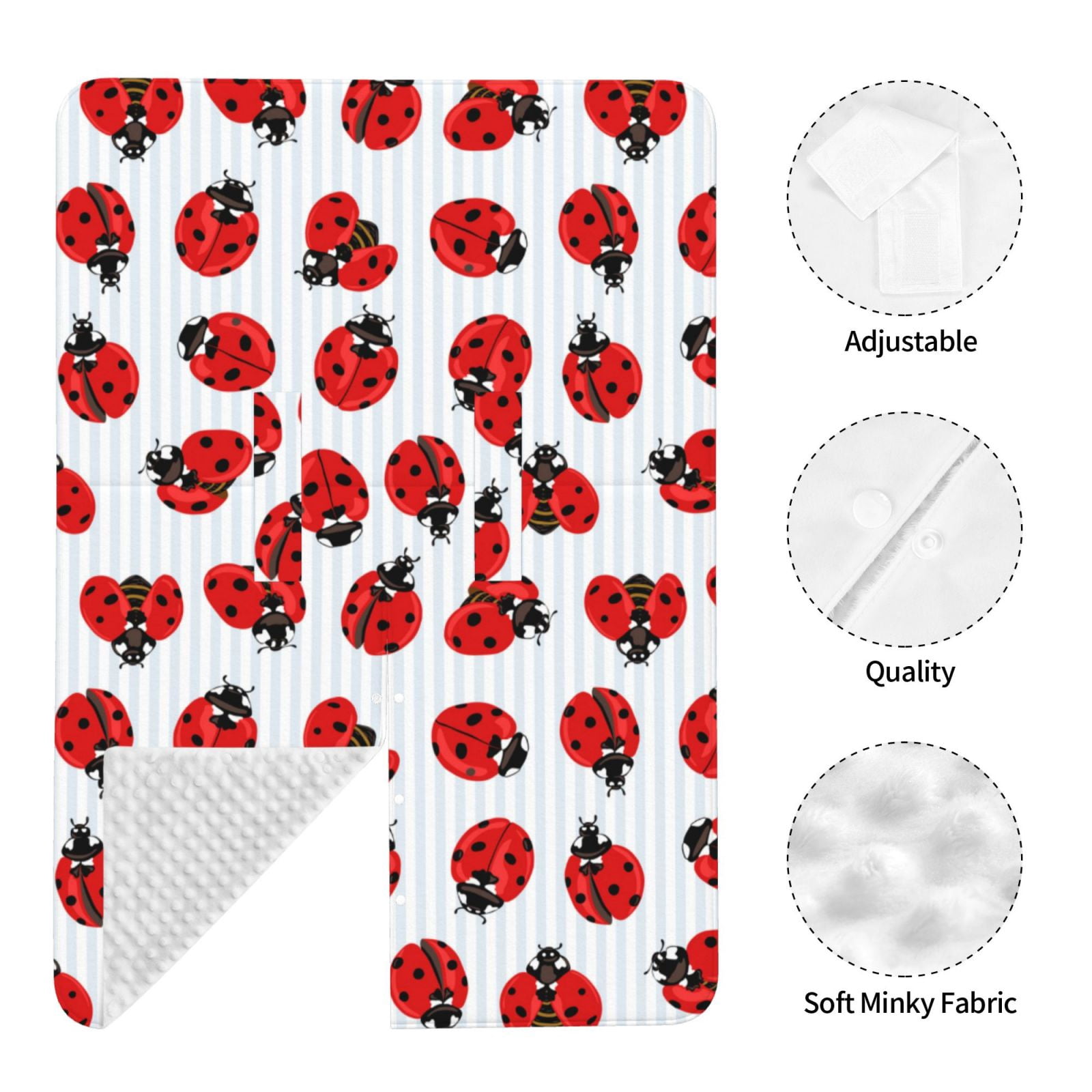 Car Seat Cover Baby - Ladybug On Blue Stripes Breathable Infant Car Seat Cover for Baby Carseat, Lightweight Comfort Baby Essentials Must Haves Newborn Stuff for Girl Boy