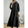 thumbnail image 5 of Liacowi Women Long Sweatshirts Dress Solid Color Long Sleeve Big Swing Hoodies Dress Fhion Fall Winter Cual Loose Dress, 5 of 7