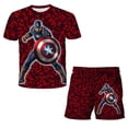 thumbnail image 2 of Marvel Superheroes Iron man Printed T-shirts + Shorts 2 Pcs Sets Children Clothing Sets Baby Boys Top Shorts Suit Girls T-shirt10T Gong Bohan LED, 2 of 2