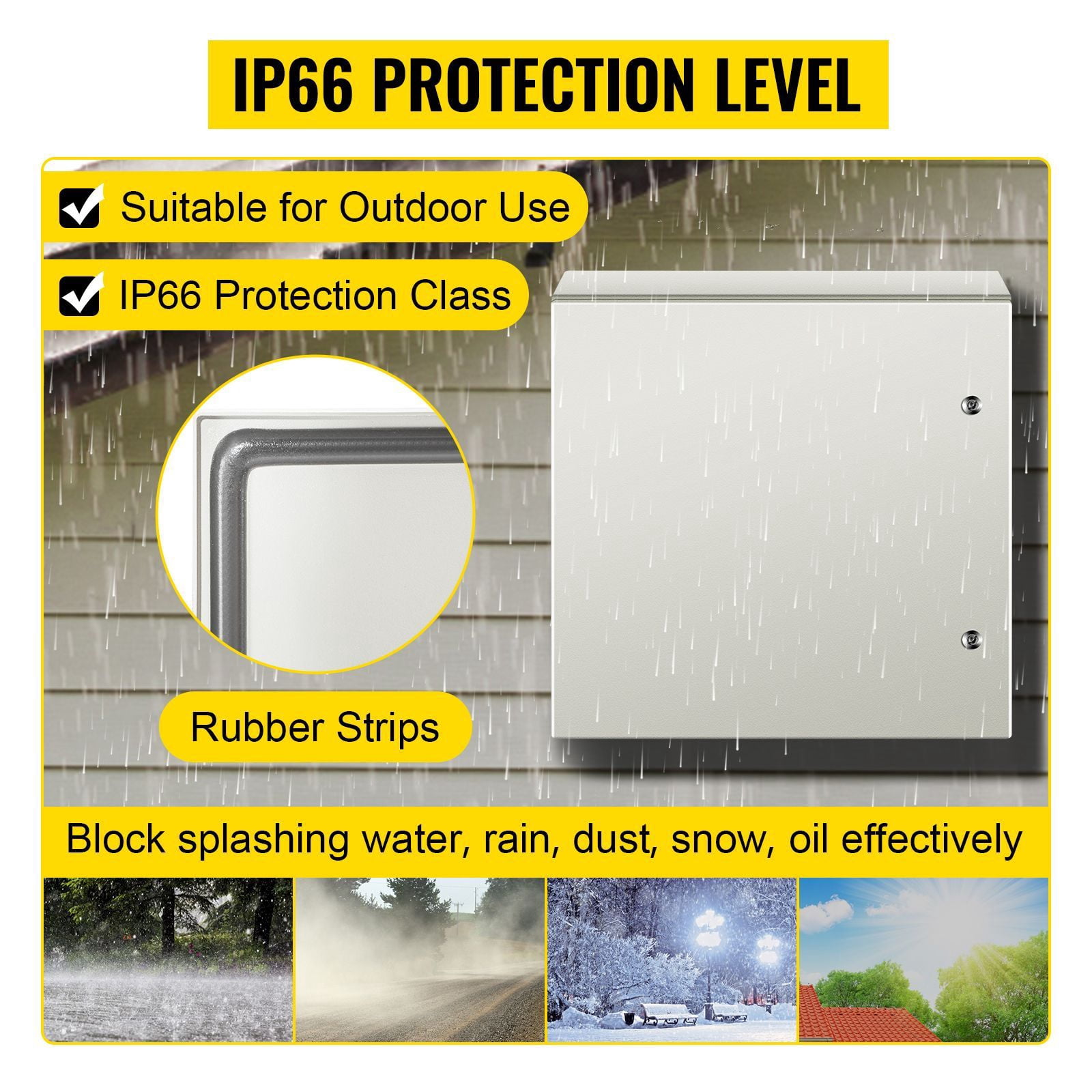 24 x 24 x 8 in NEMA Outdoor Electrical Enclosure Box, Detachable, NEMA Steel Case, IP66 Waterproof Grade, Reinforced Lock & Hinge, Safer routing, cleaner installation, and dependable power management