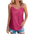 thumbnail image 2 of Odbmxy Camisole Women's Tank Tops Sleeveless Women's Plus Size Tops Spaghetti Straps Solid Color Sequin Loose Party Tops,Pink M, 2 of 9