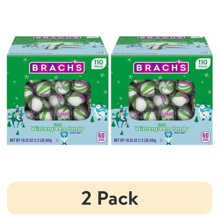 (2 pack) Brach's Holiday Soft Wintergreen Candy Tube, Individually Wrapped Mints, 19oz, 110 Pieces