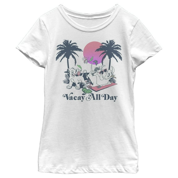 Girl's Lion King Vacay All Day Graphic Tee White Small