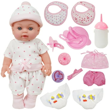 12'' Small Baby Dolls Play Set with Feeding Doll Accessories for Kids Holiday Birthday Children Toy
