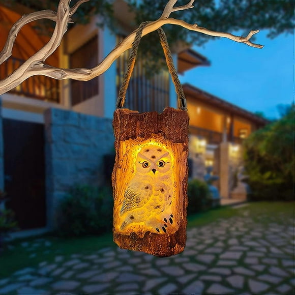 Solar Powered Owl Outdoor Garden Lights Waterproof With Handle Solar Decoration for Table, Garden, Patio, Gazebo, Lawn, Pathway, Party (White)13.2*13.