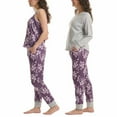 thumbnail image 3 of Karen Neuburger Women's 3-Piece Printed Soft Pajama Lounge Set (Purple, M), 3 of 7