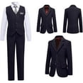 thumbnail image 5 of 3-Piece Boys Pinstripe Suit Set: Formal Blazer Vest + Shirt & Bow Tie | Wedding, Easter, Communion Outfit for Toddler to Youth (Size 2-14), 5 of 8