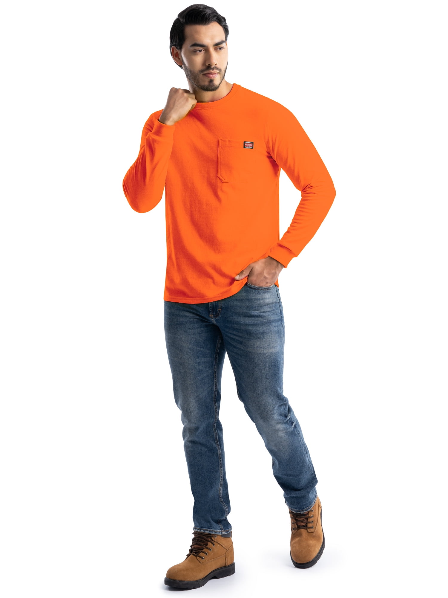 Wrangler Workwear Men's Long Sleeve Heavyweight Pocket T-Shirt, Size S-3XL (Men's and Big Men's)