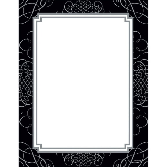 Great Papers! Black and Silver Scroll Letterhead 8.5" x 11" 80 count (2013169)