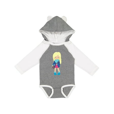 

Inktastic Fashion Girl Blonde Hair Blue Jacket Blue Boots Gift Baby Girl Long Sleeve Bodysuit
