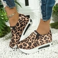 thumbnail image 3 of Leopard Platform Shoes for Women Trendy Casual Chunky Slip on Walking Loafers Height Increasing Work Sneakers, 3 of 7