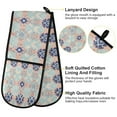 thumbnail image 4 of 35" x7" Double Oven Mitt Heat Resistant Oven Gloves Withstands Up to 200°C for Kitchen Baking & BBQ Blue and Teal Geometric, 4 of 6