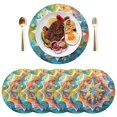 thumbnail image 5 of Ryvnso Geometric Ethnic Flower Round Plate Mats Dining Table Placemat Set of 4 for Holiday Decoration, 5 of 7