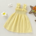 thumbnail image 4 of Fesfesfes Toddler Kids Dress Baby Girls Cute Solid Color Breathable Ruffles Elastic Band Suspenders Dress Skirt, 4 of 7