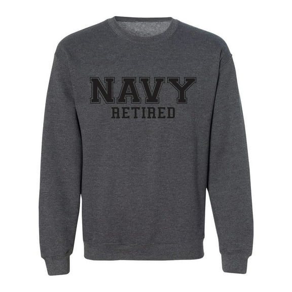 Navy Retired Black logo Military Style PT Crewneck Sweatshirt