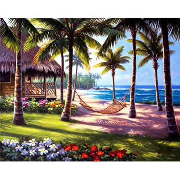 Wdftyju 5D taladro cuadrado completo diamante pintura bricolaje playa coco Cruz puntada mosaico Kit Wdftyju 3hm9pl4pj7sq9zb9