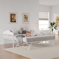 thumbnail image 2 of Kicctian Twin Daybed with Trundle, Sturdy Metal Bed Frame, Stylish Headboard, Space-Saving Design Sofa Bed for Living Room, Bedroom,White, 2 of 8