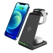 CHUYI Wireless Charger, 3 in 1 Qi Standard Fast Wireless Charging Station Charger Stand Dock for iPhone 13/13 Pro/13 Pro Max/12/12 Pro/12 Pro Max/11/X/8,Apple Watch Series SE/6/5/4/3/2,AirPods 2/Pro